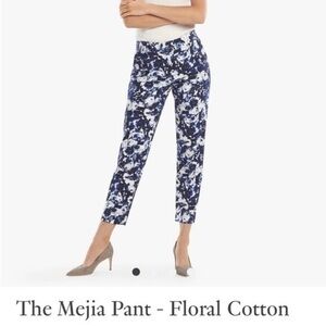 MM LaFleur Blue Floral Cotton Straight Leg Midrise Ankle Mejia Work Pants